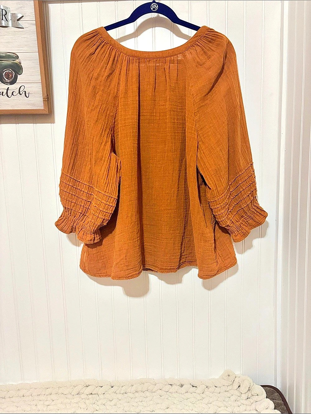 Sonoma Goods For Life Brown Textured Blouse Size XL Like New - Picture 2 of 4